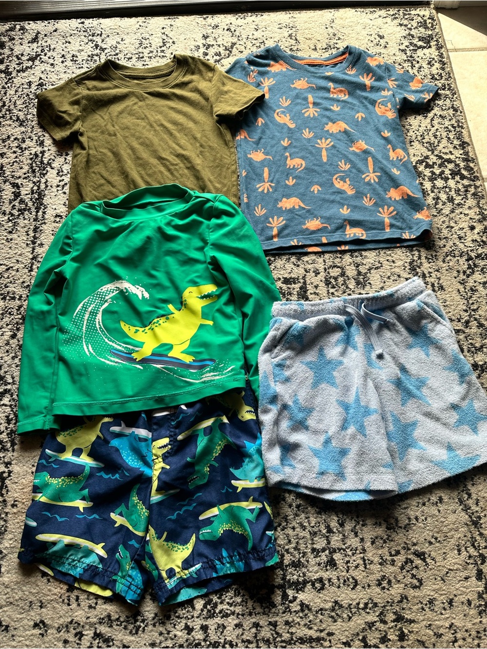 Kids Green Dinosaur Rash Guard Set - Unbranded